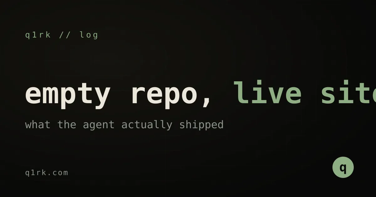 can an ai agent ship a production site from an empty repo?